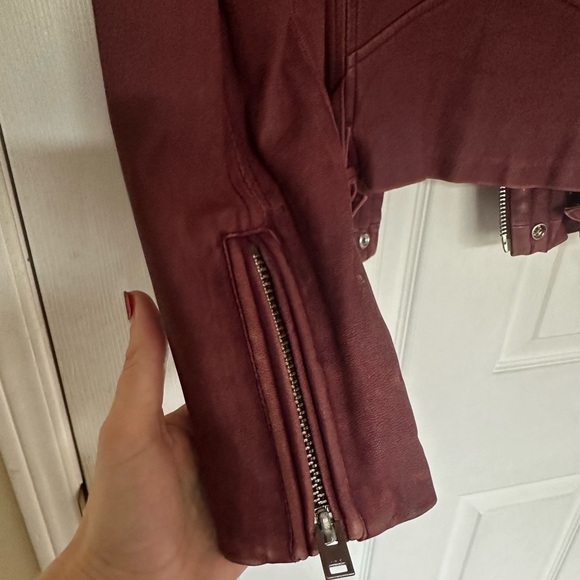 IRO Han Burgundy Red Lamb Soft Leather Biker Jacket Size 36 Gorgeous! - Picture 7 of 12